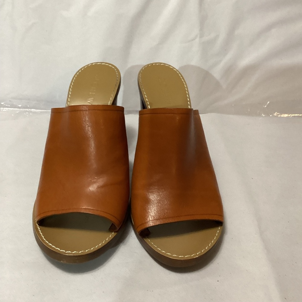 J crew  malow mules  cognac Leather size 8